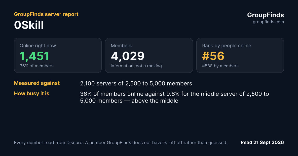 0Skill's GroupFinds server report
