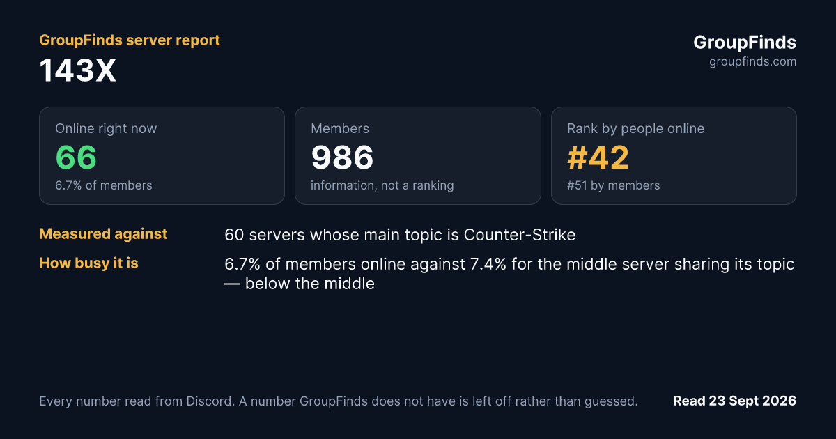 143X's GroupFinds server report