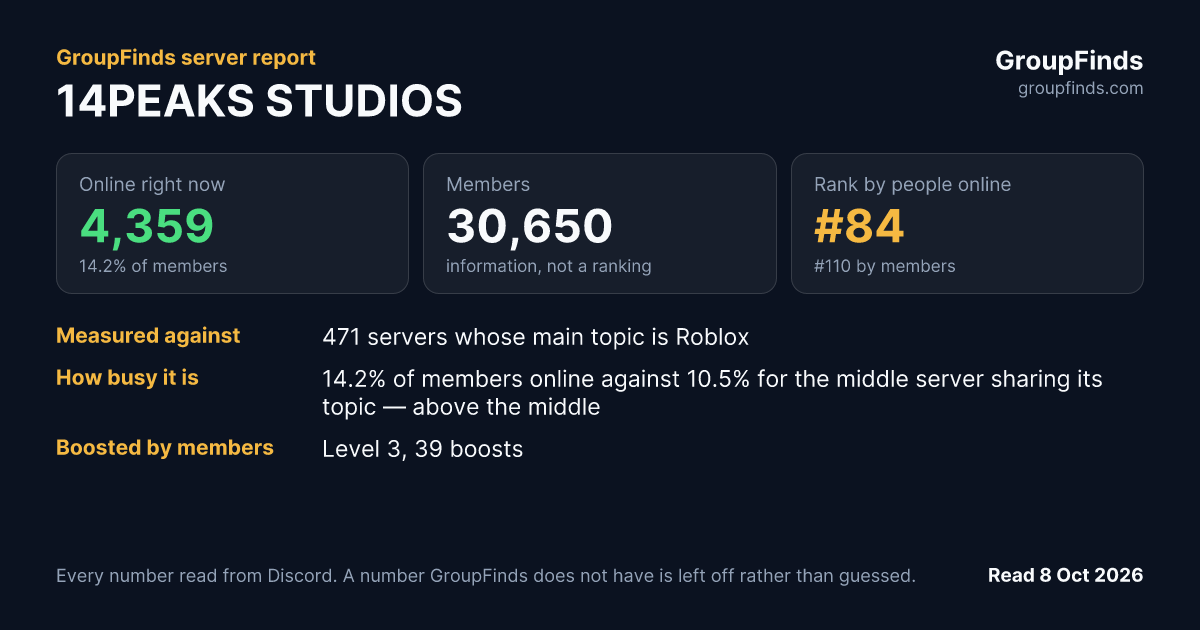 14PEAKS STUDIOS's GroupFinds server report