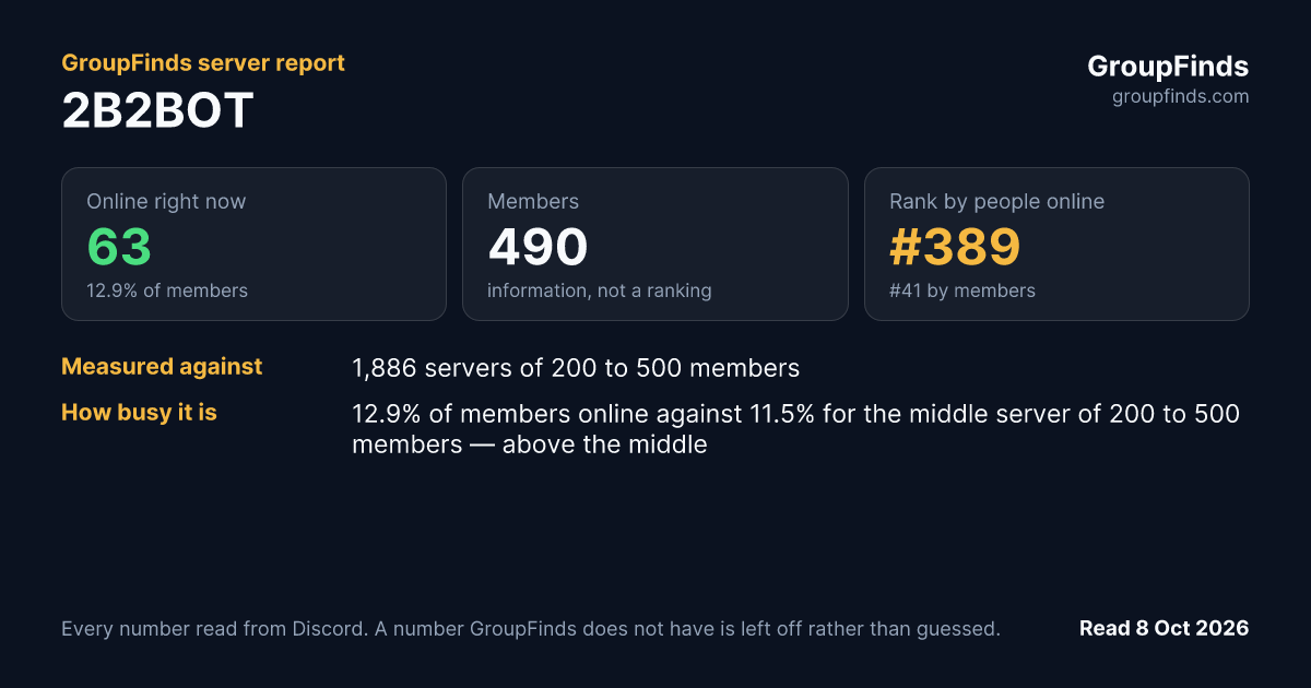 2B2BOT's GroupFinds server report