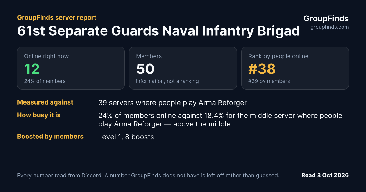 61st Separate Guards Naval Infantry Brigade's GroupFinds server report