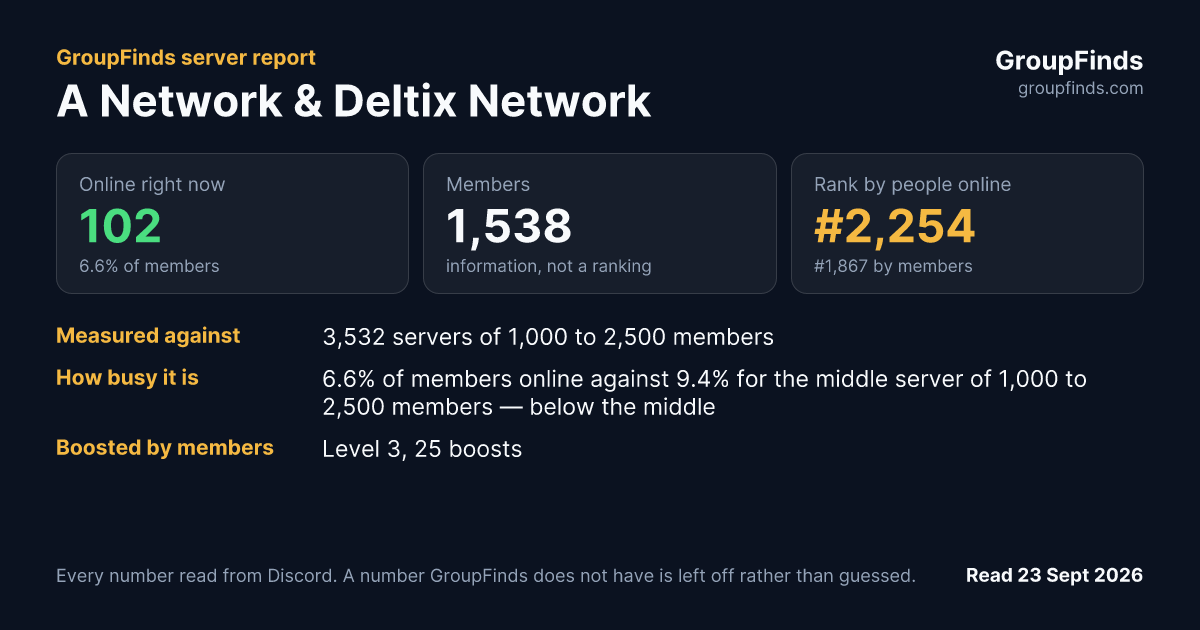 A Network & Deltix Network's GroupFinds server report