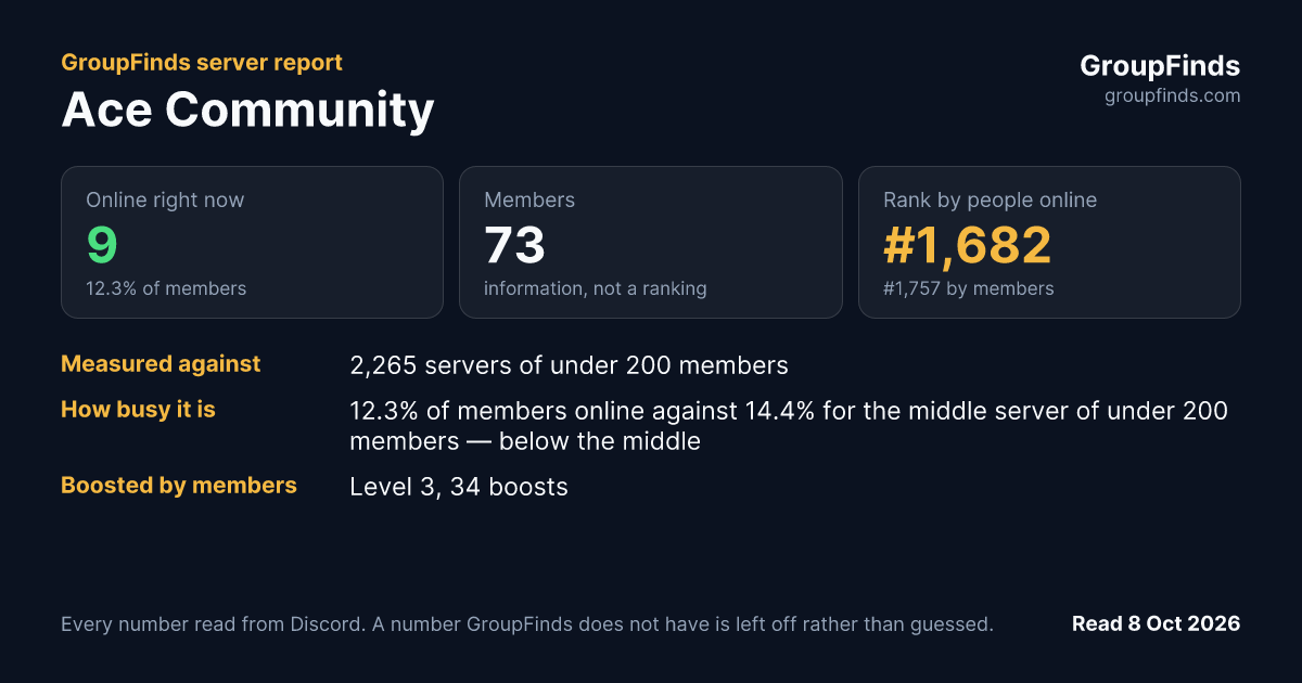 Ace Community's GroupFinds server report
