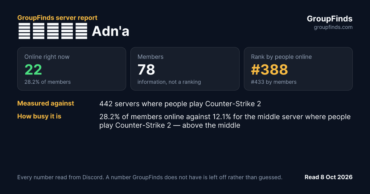 Куток Adn'a's GroupFinds server report