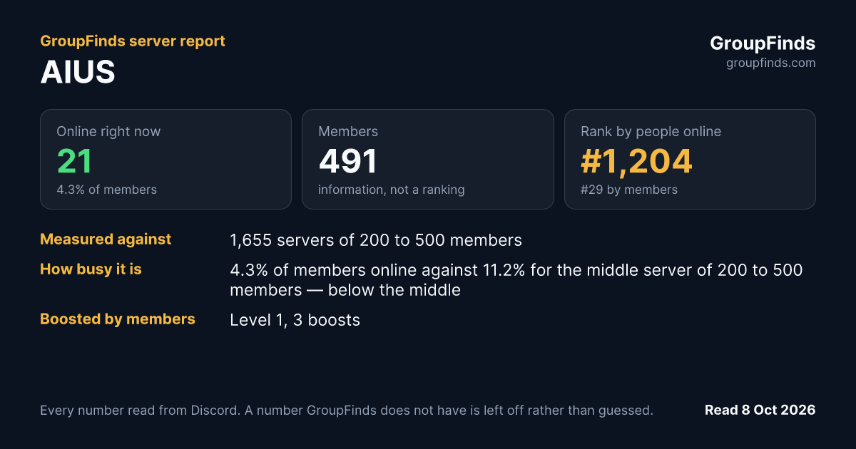 AIUS's GroupFinds server report