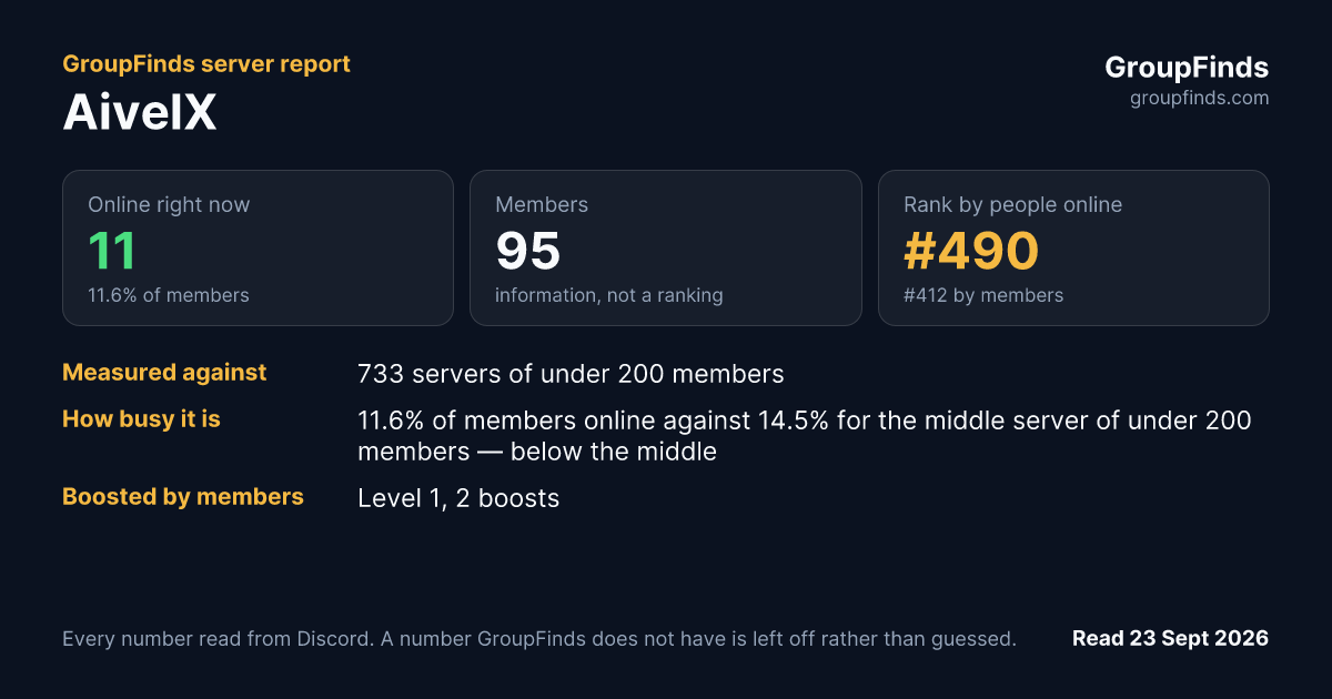 AivelX's GroupFinds server report