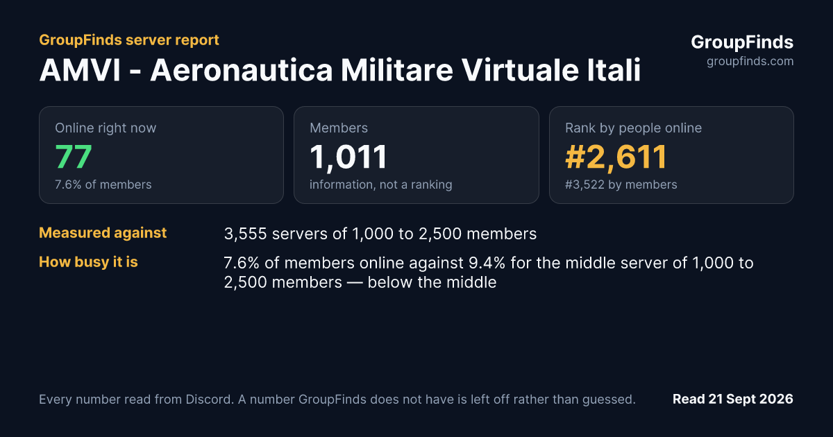 AMVI - Aeronautica Militare Virtuale Italiana's GroupFinds server report