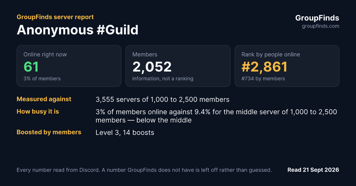 Anonymous #Guild's GroupFinds server report