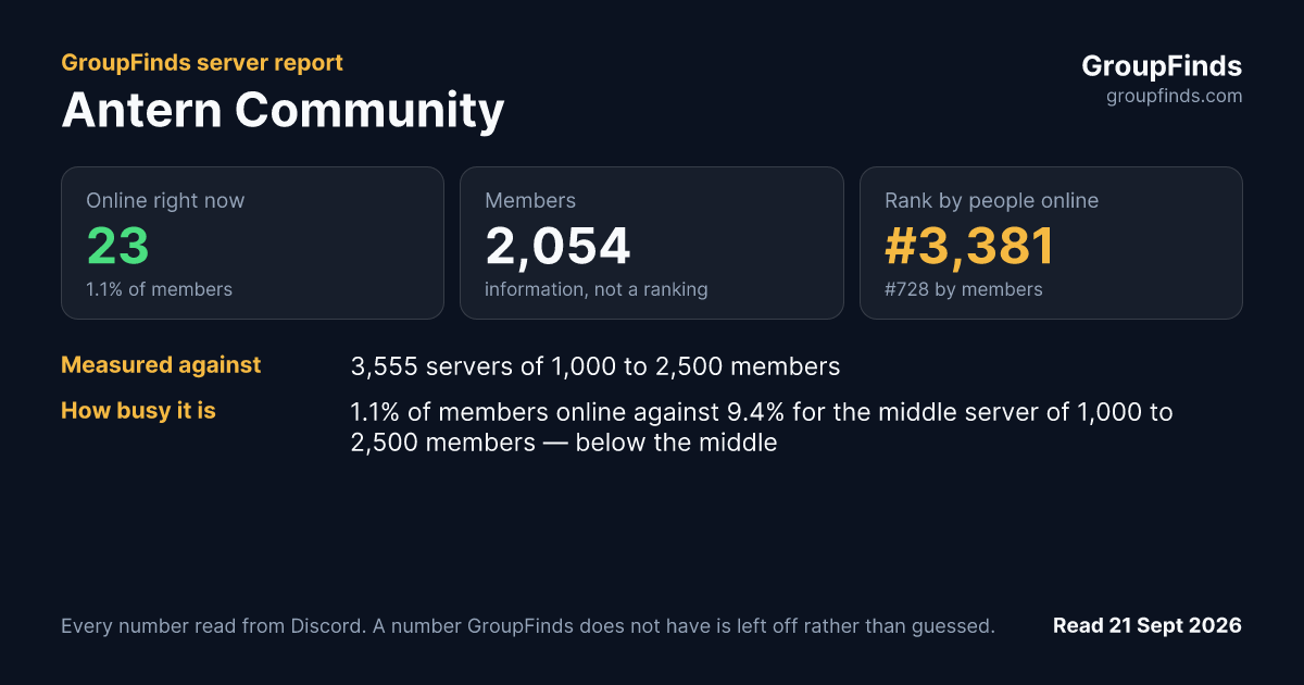 Antern Community's GroupFinds server report