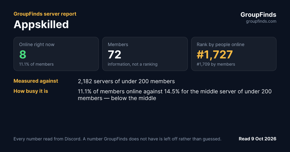 Appskilled's GroupFinds server report
