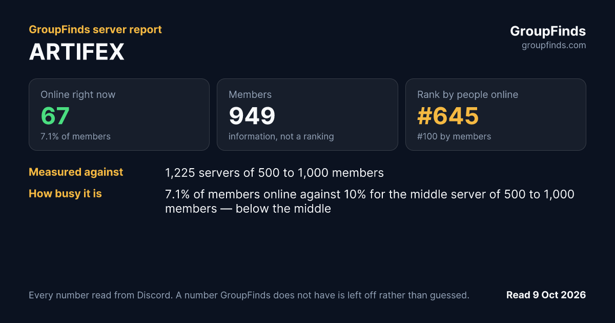 ARTIFEX's GroupFinds server report
