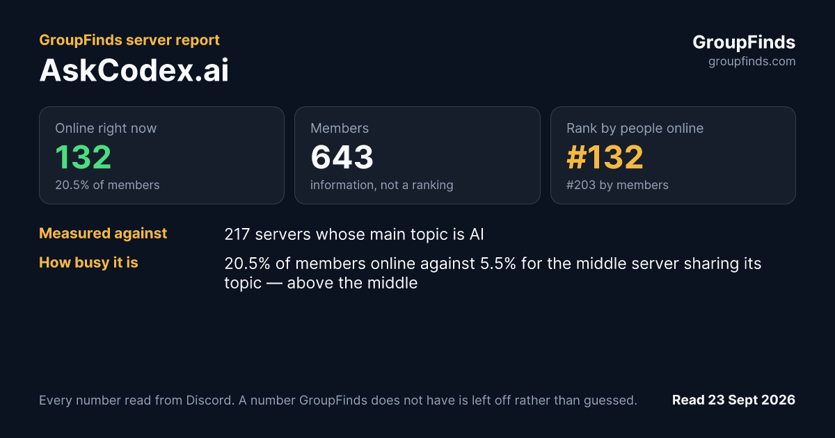 AskCodex.ai's GroupFinds server report