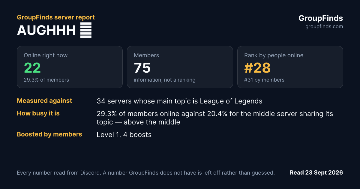 AUGHHH 🕋's GroupFinds server report