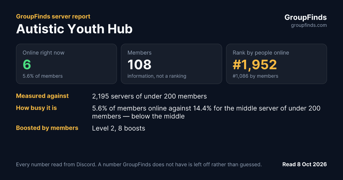 Autistic Youth Hub's GroupFinds server report