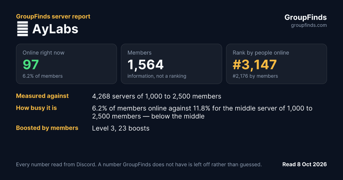 🚀 AyLabs's GroupFinds server report
