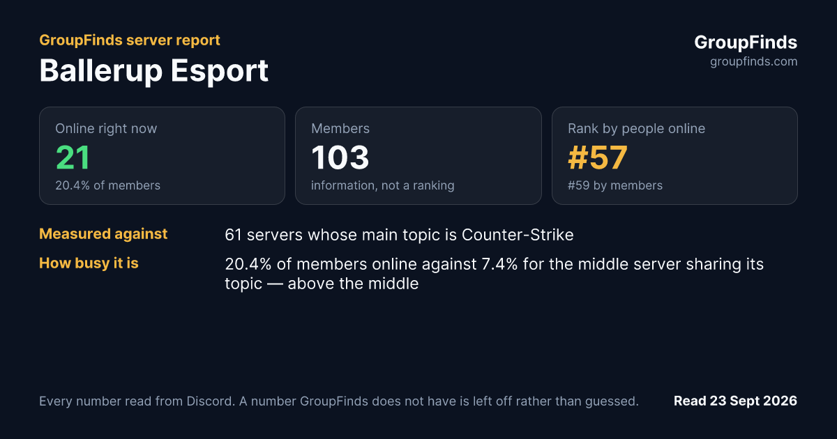 Ballerup Esport's GroupFinds server report