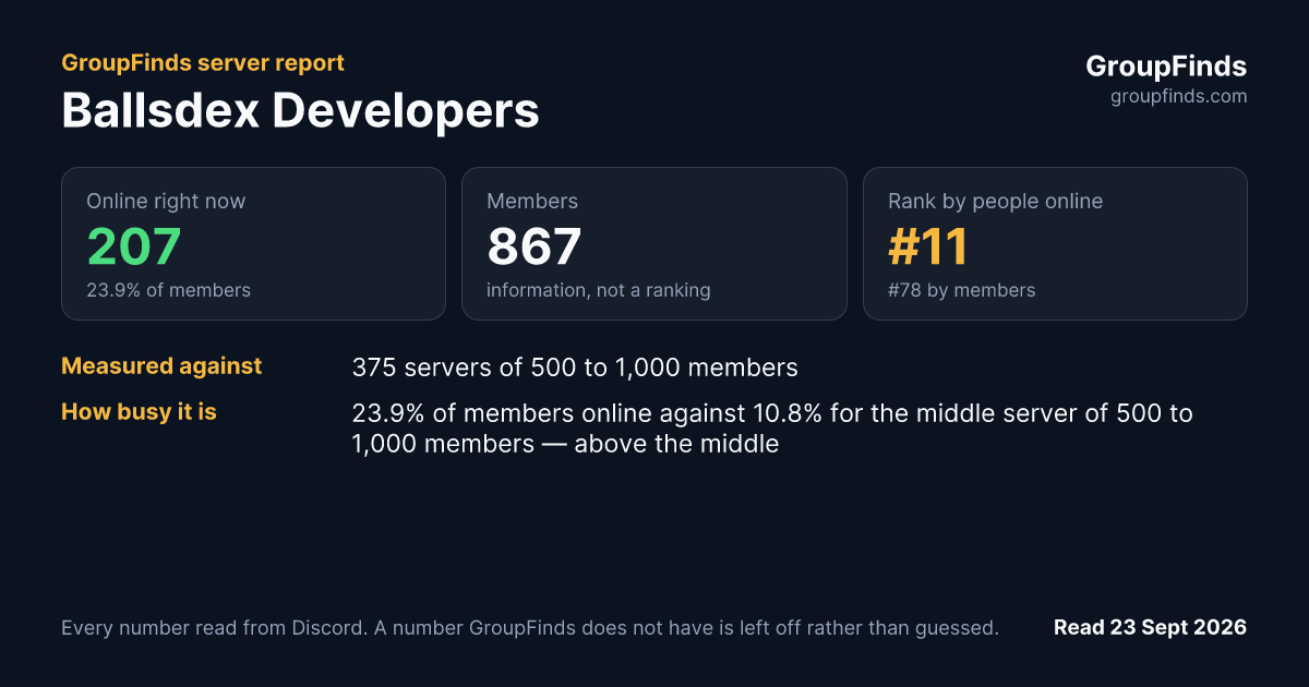 Ballsdex Developers's GroupFinds server report