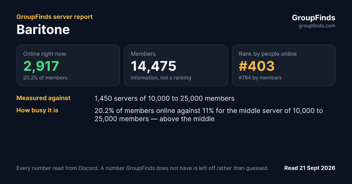 Baritone's GroupFinds server report