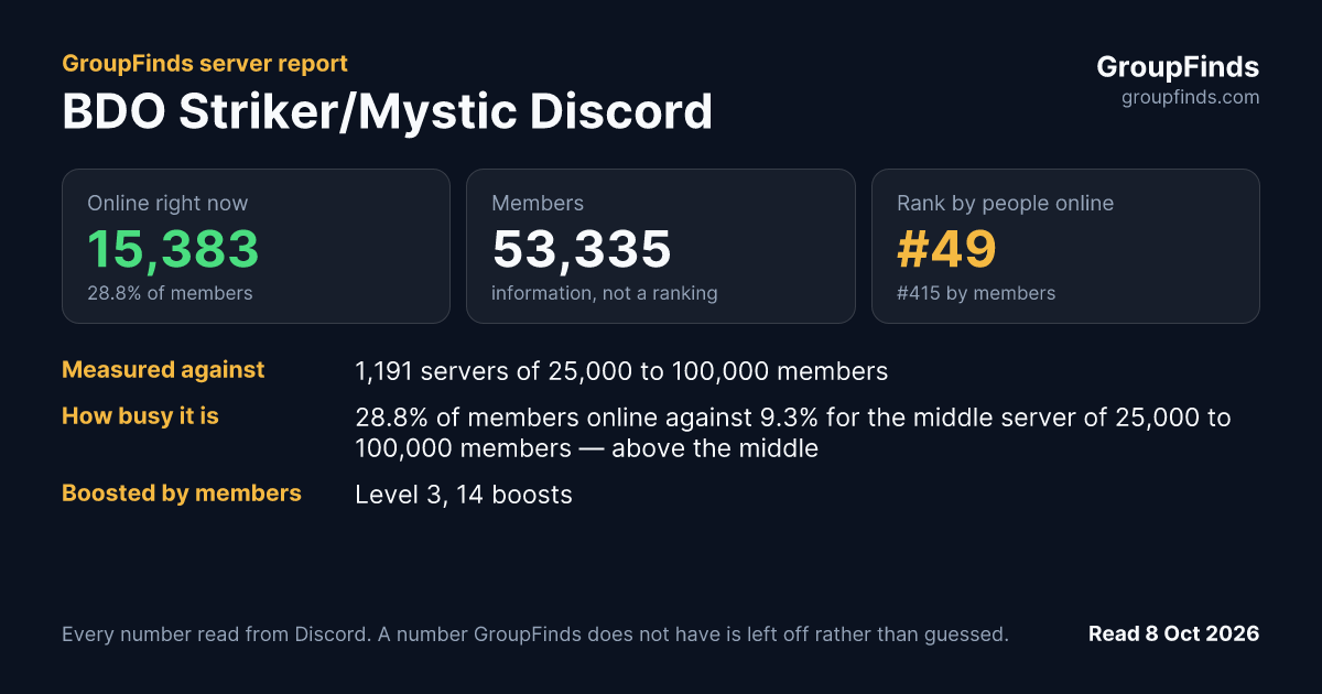 BDO Striker/Mystic Discord's GroupFinds server report