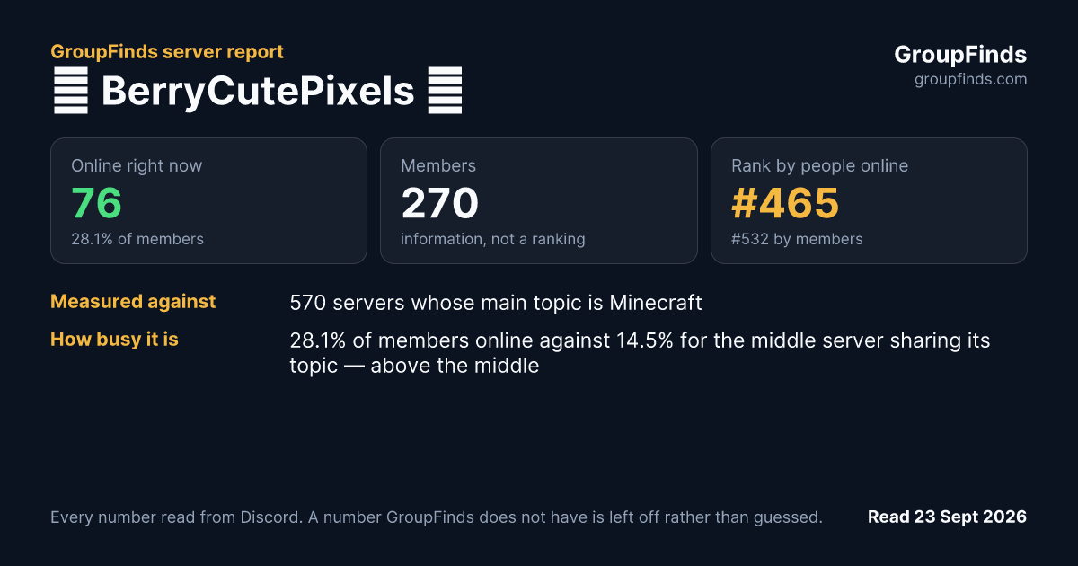 ✦ BerryCutePixels ✦'s GroupFinds server report