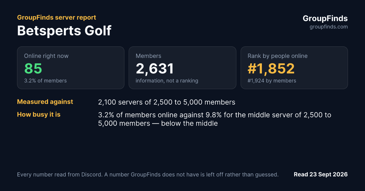 Betsperts Golf's GroupFinds server report