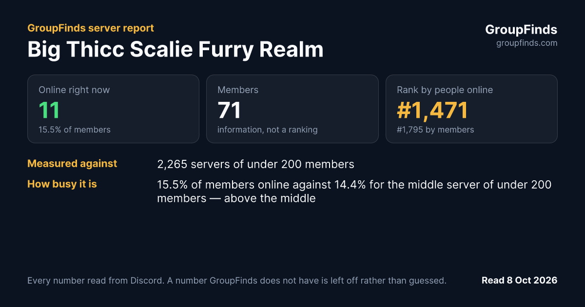 Big Thicc Scalie Furry Realm's GroupFinds server report