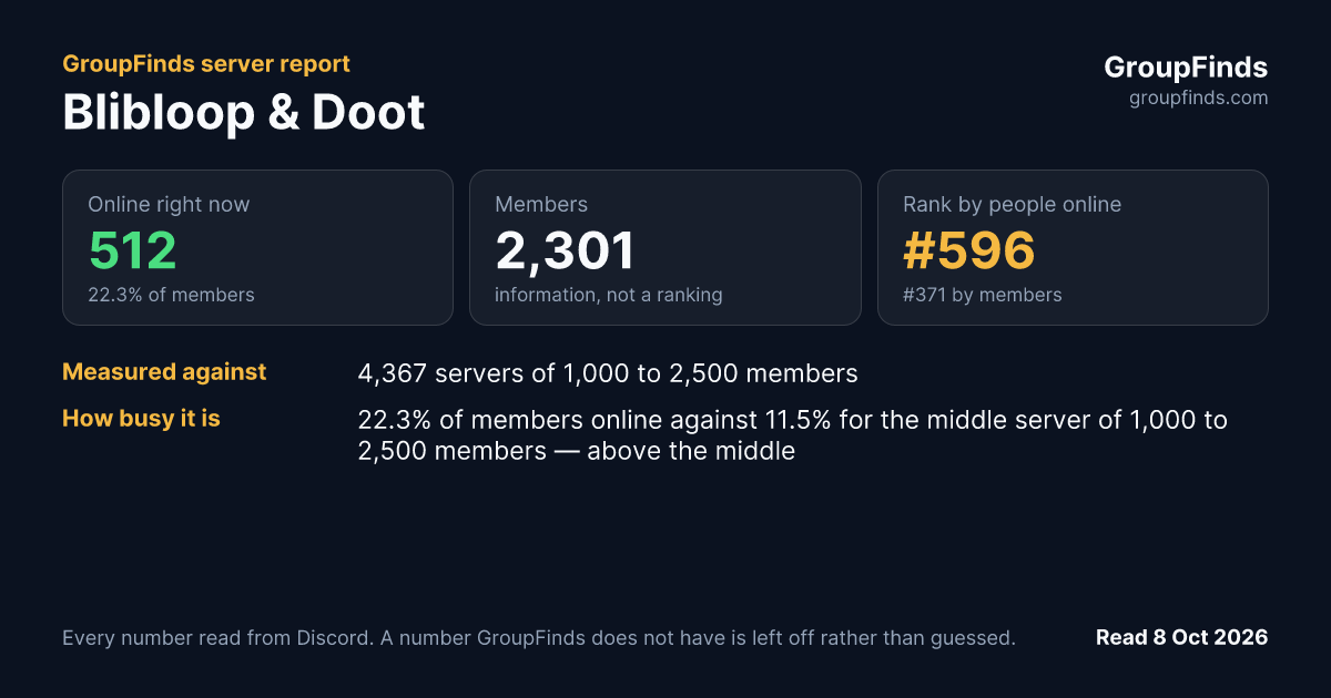 Blibloop & Doot's GroupFinds server report