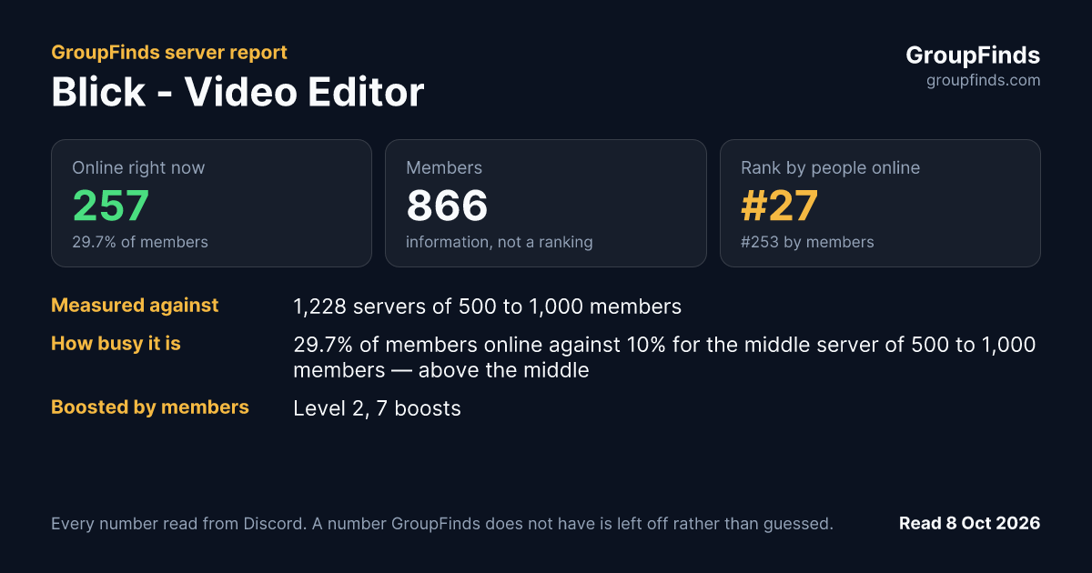 Blick - Video Editor's GroupFinds server report