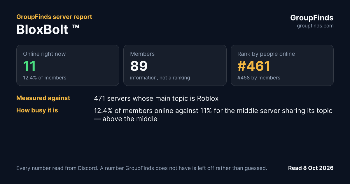 BloxBolt ™'s GroupFinds server report
