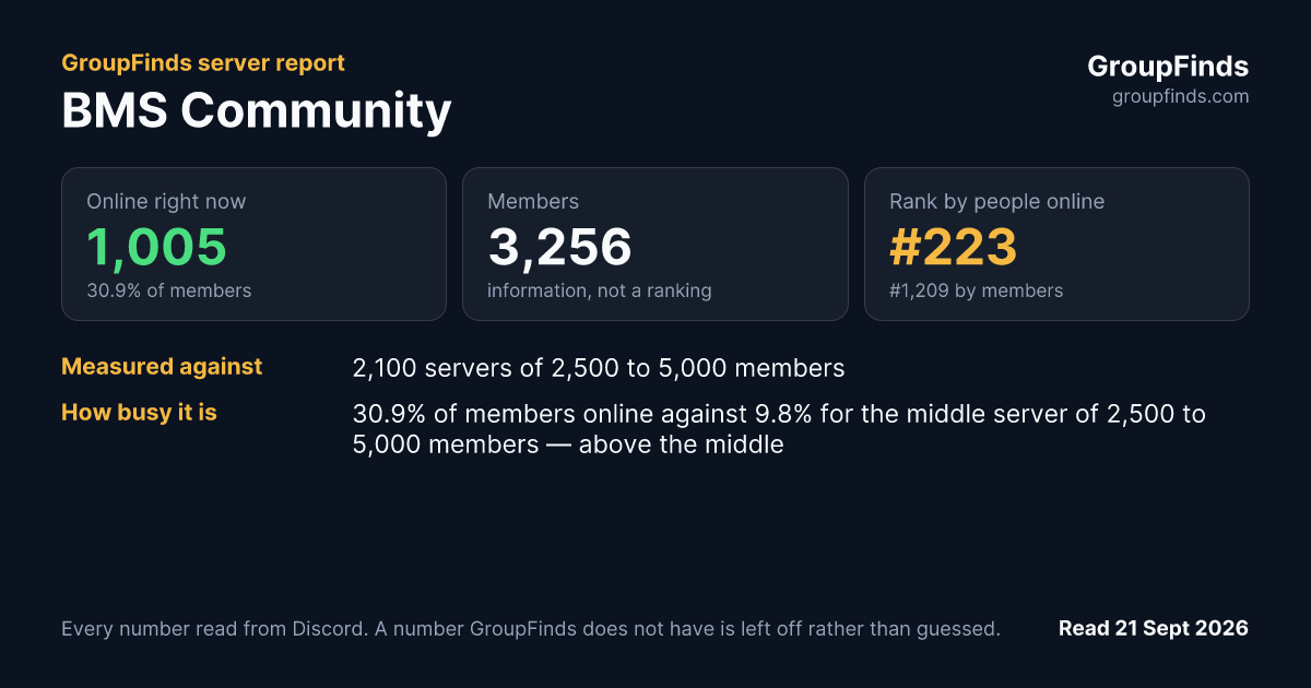 BMS Community's GroupFinds server report