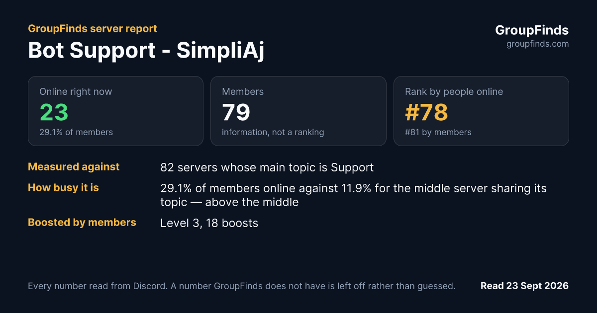 Bot Support - SimpliAj's GroupFinds server report