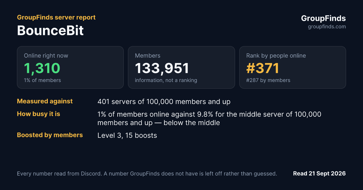 BounceBit's GroupFinds server report
