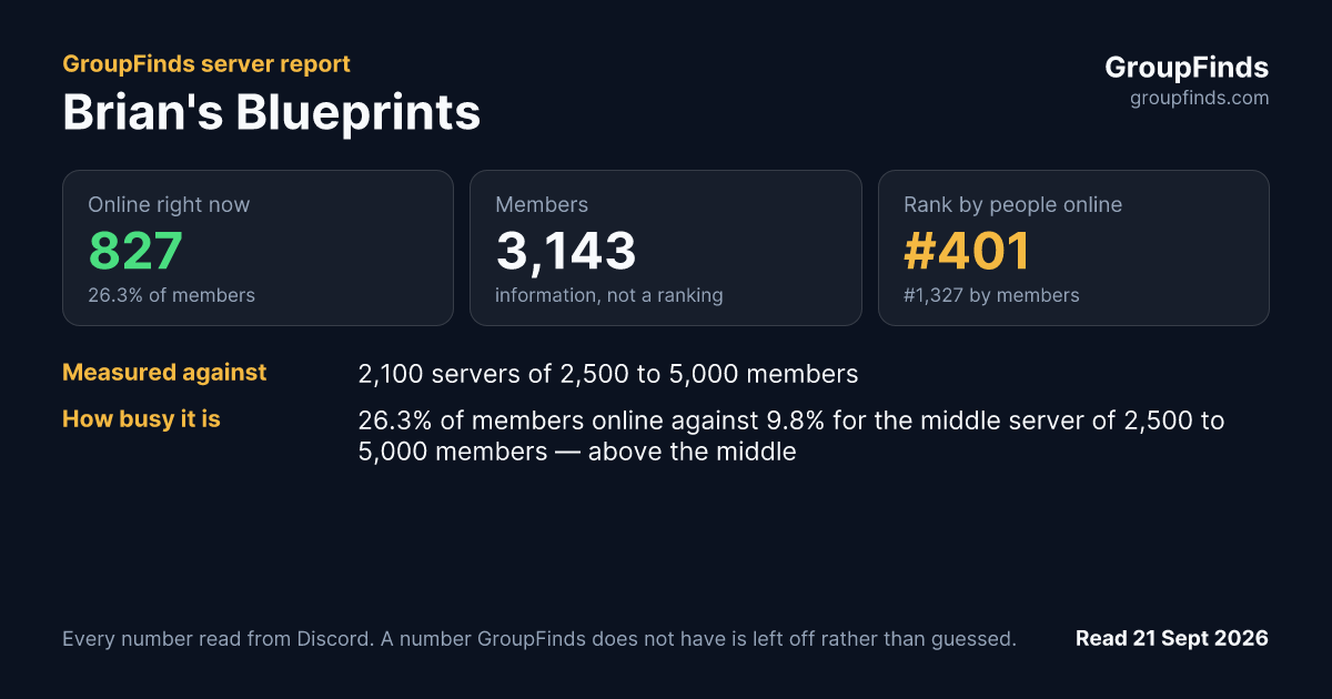 Brian's Blueprints's GroupFinds server report
