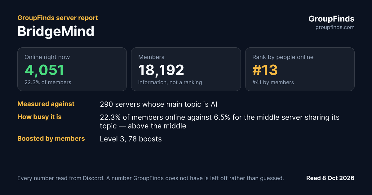BridgeMind's GroupFinds server report