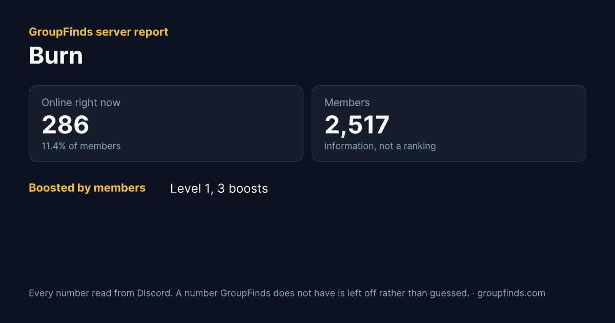 Burn's GroupFinds server report