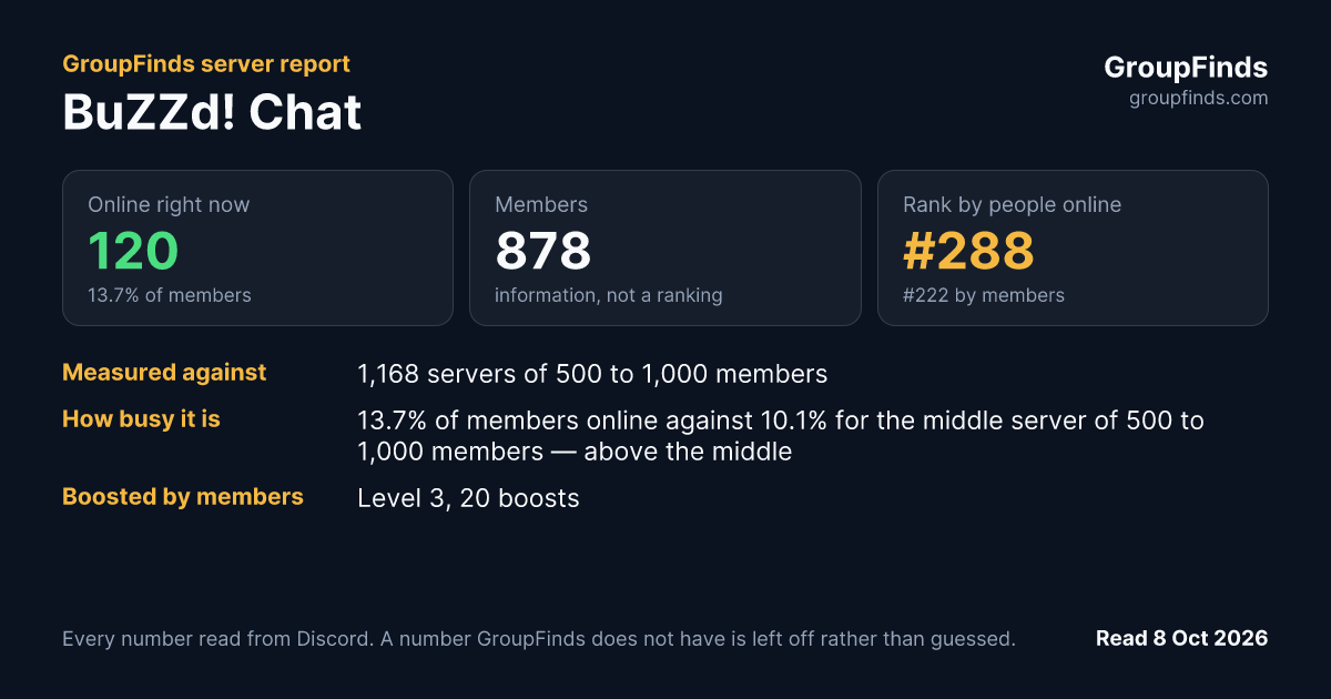 BuZZd! Chat's GroupFinds server report