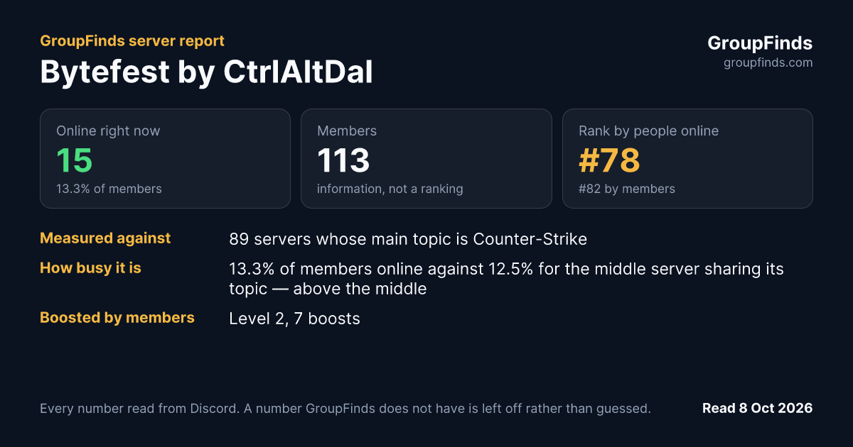 Bytefest by CtrlAltDal's GroupFinds server report