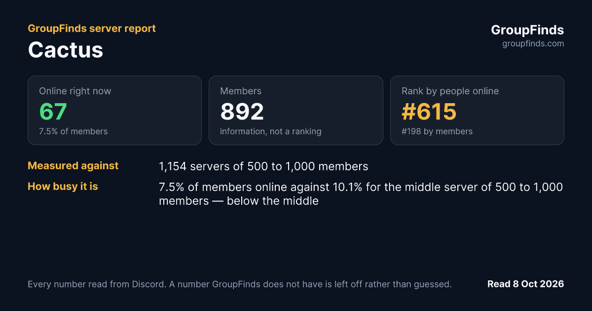 Cactus's GroupFinds server report