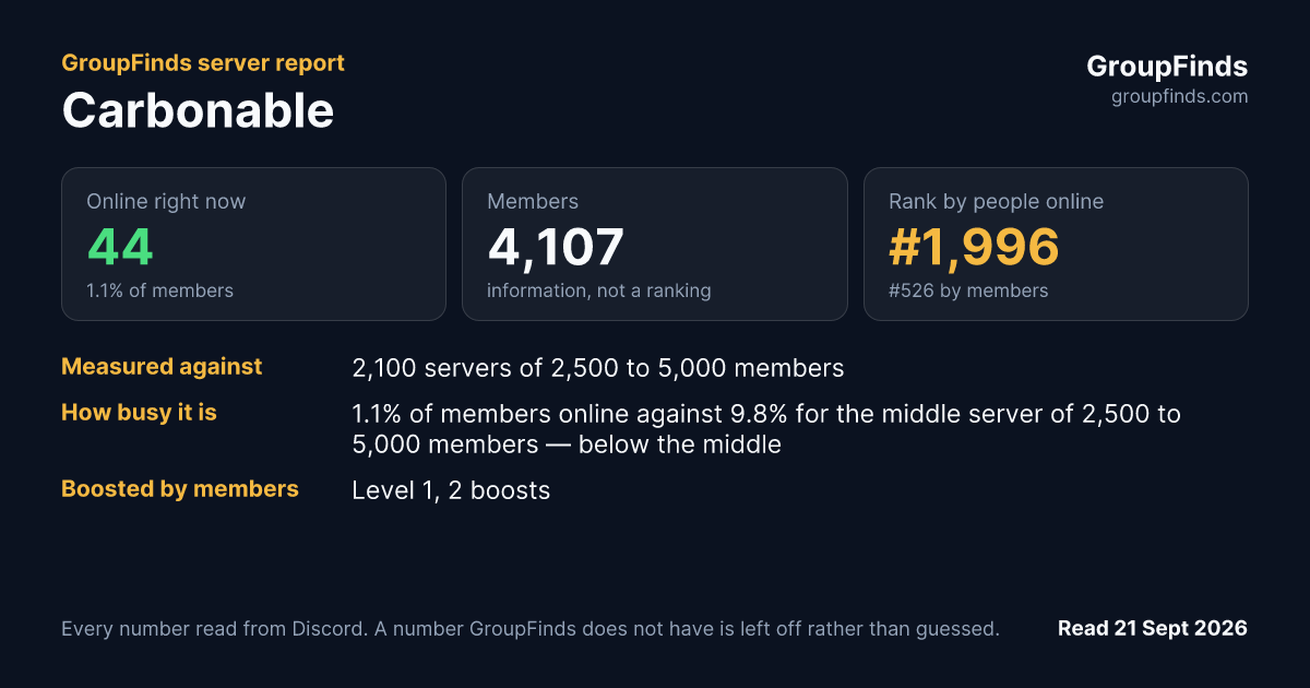 Carbonable's GroupFinds server report