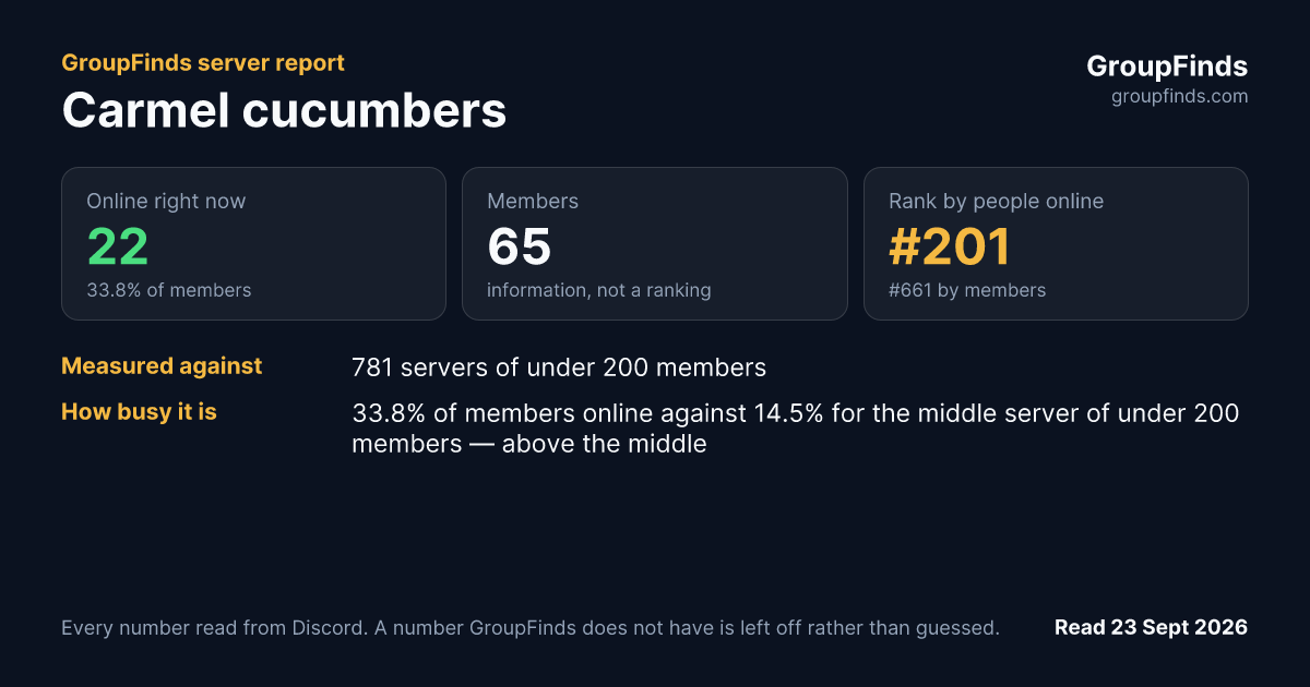 Carmel cucumbers's GroupFinds server report