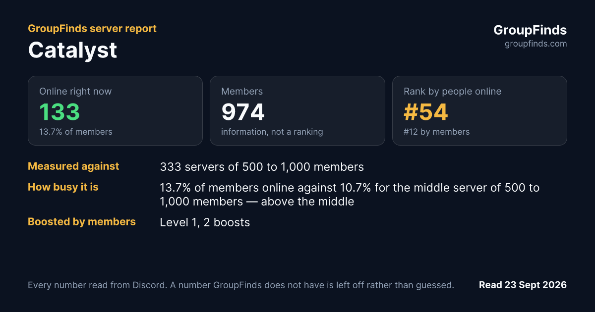 Catalyst's GroupFinds server report