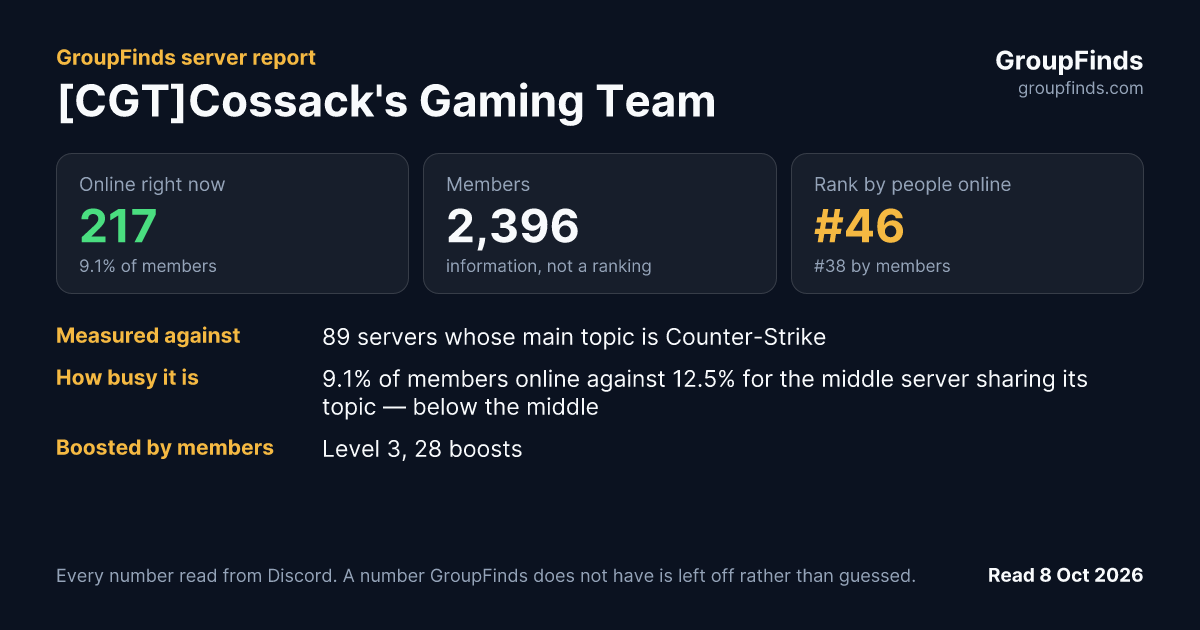 [CGT]Cossack's Gaming Team's GroupFinds server report