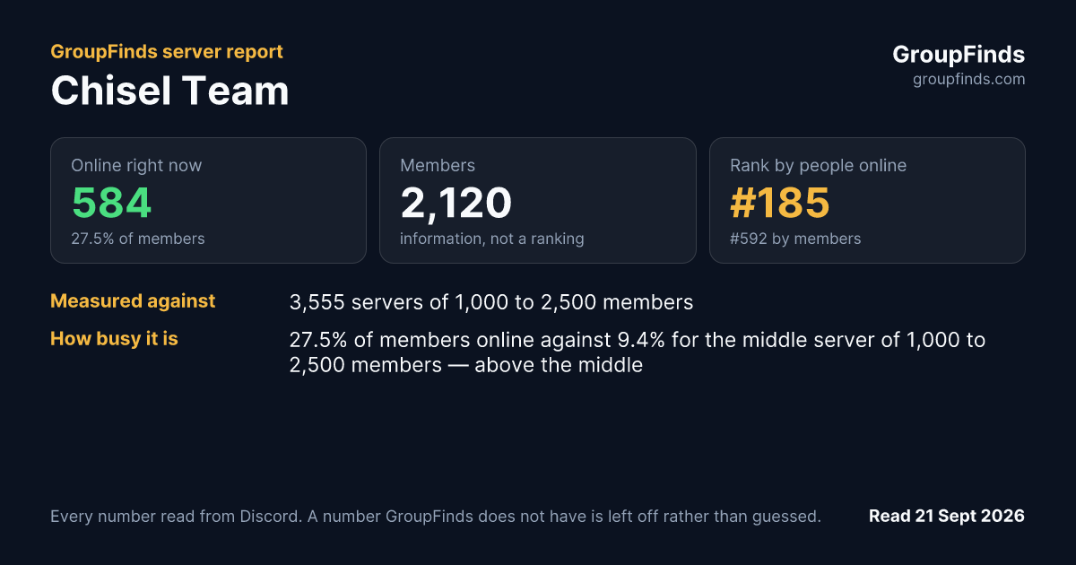 Chisel Team's GroupFinds server report