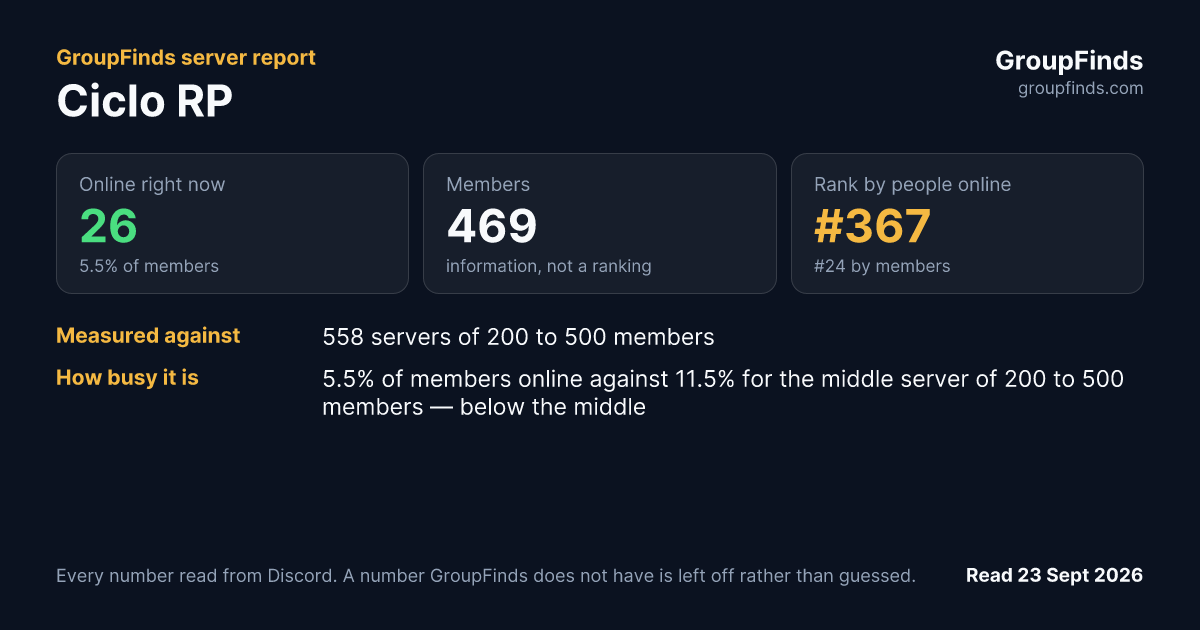 Ciclo RP's GroupFinds server report