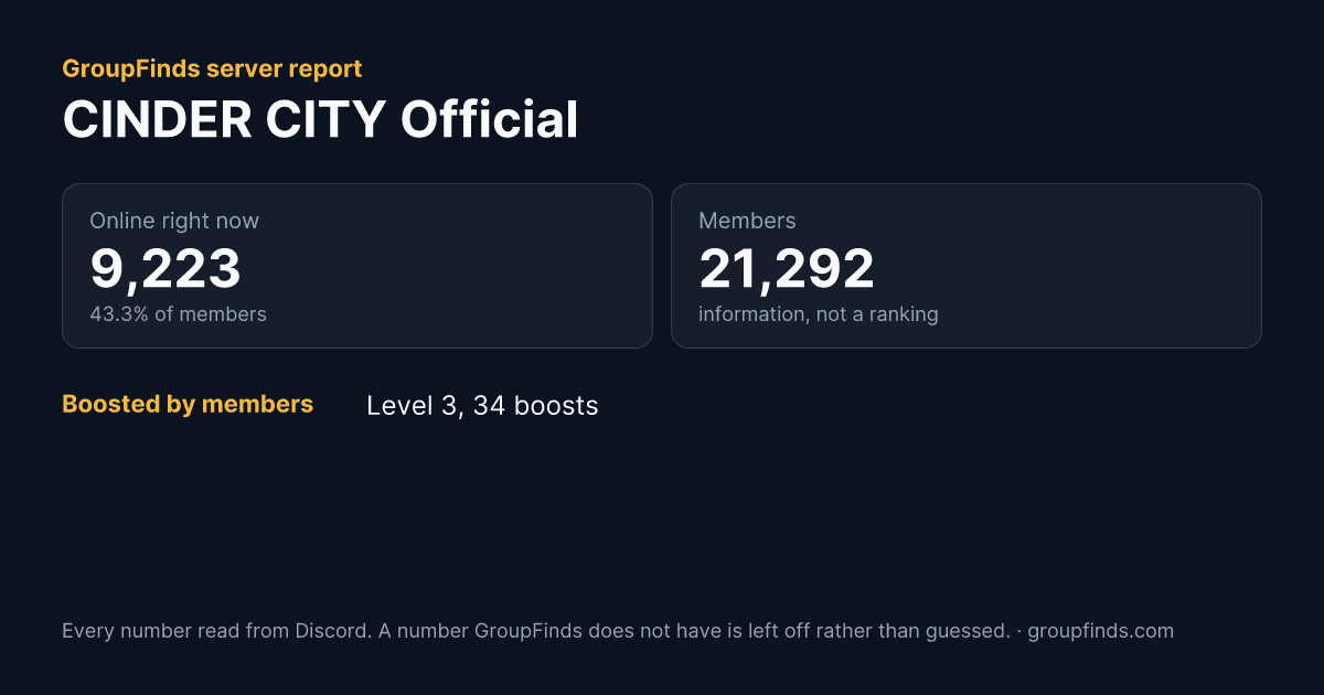 CINDER CITY Official's GroupFinds server report