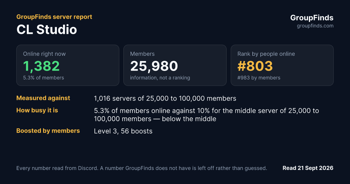 CL Studio's GroupFinds server report