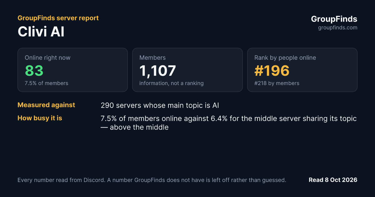 Clivi AI's GroupFinds server report