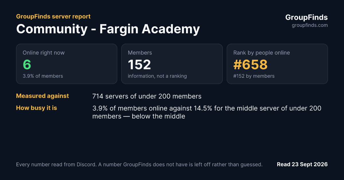 Community - Fargin Academy's GroupFinds server report