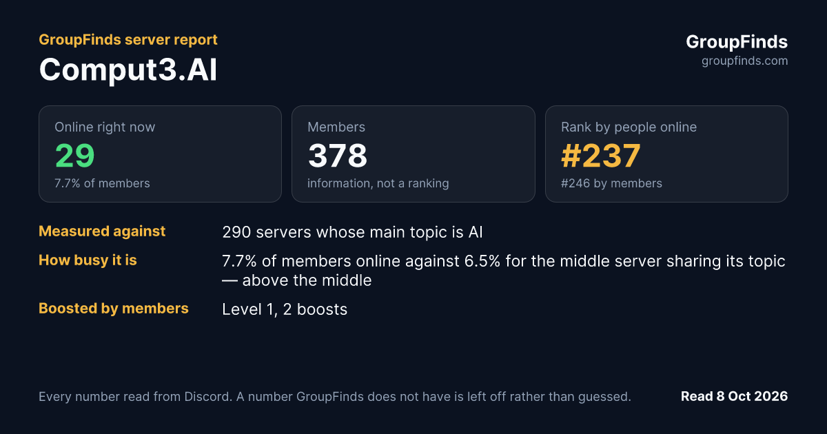 Comput3.AI's GroupFinds server report