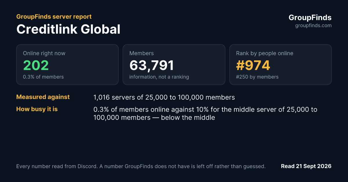 Creditlink Global's GroupFinds server report